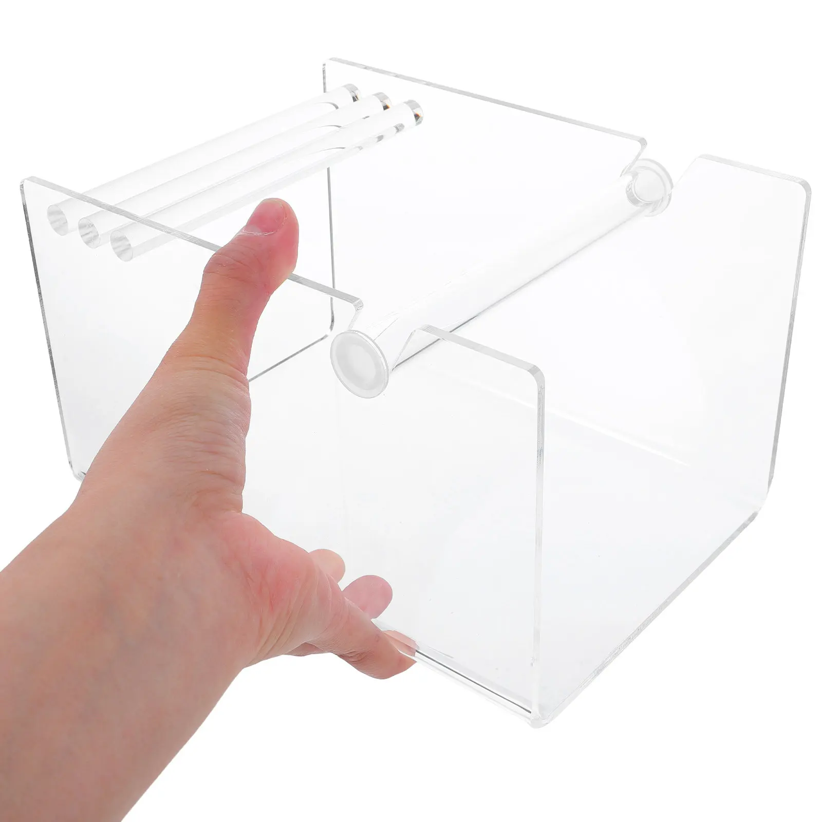 sticker-roll-holder-stand-adjustable-acrylic-organizer-office-craft-label-dispenser-3-disk-storage-rack-shipping-barcode-address