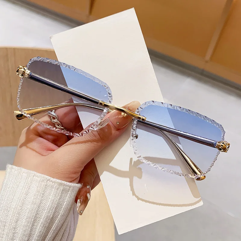 Fashion Square Rimless Sunglasses Women Men 2026 Luxury Brand Framless Punk Rectangle Sun Glasses for Male Cut Edge Eyeglasses