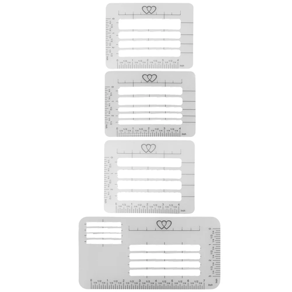 Plantilla de direccionamiento, guía de regla de plástico transparente para plantilla de sobre, suministros escolares, plantilla de costura, diseño multien uno, 4 Uds.