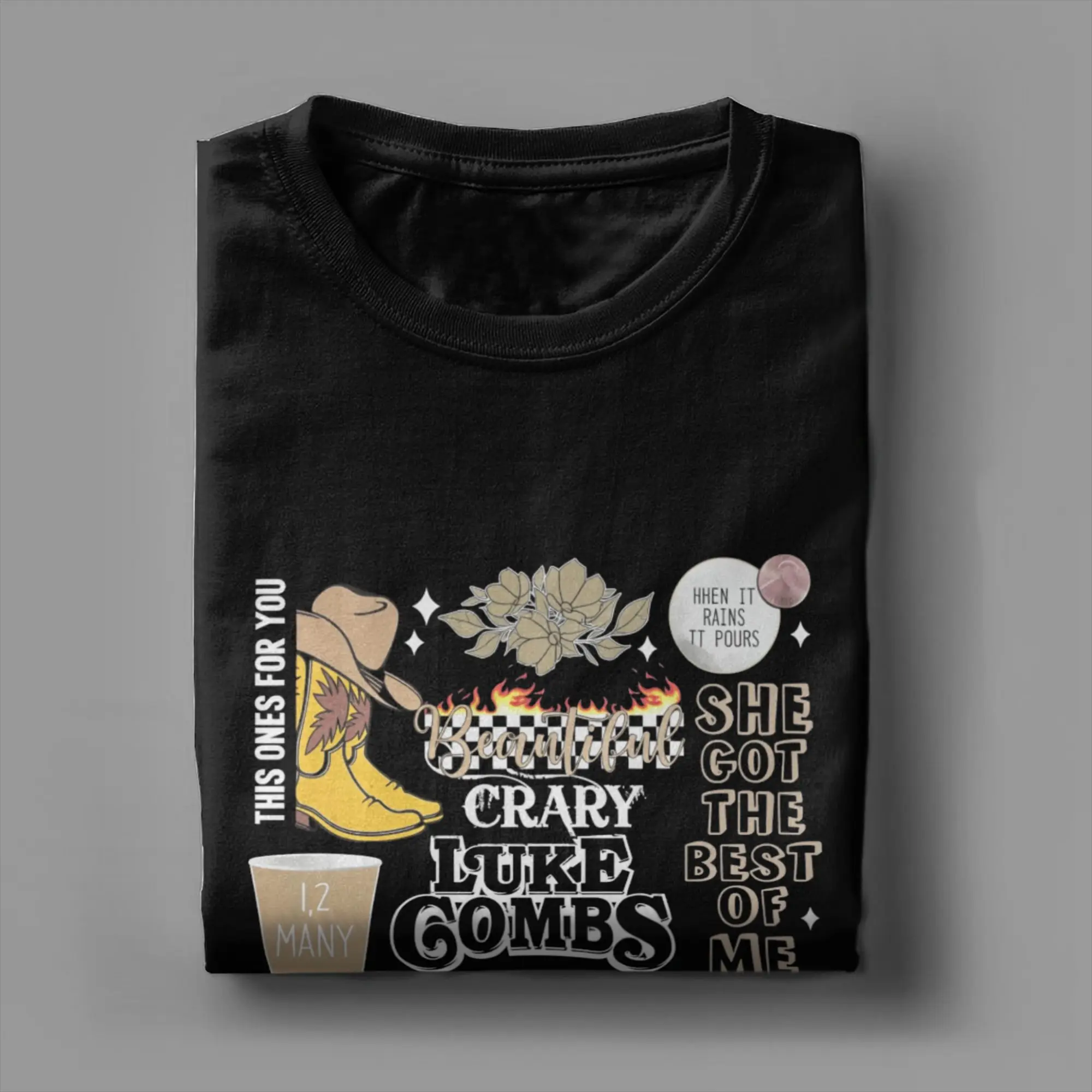 Vintage T Shirt Summer Luke Combs My Kinda Saturday Night Tour  T-Shirts 100% Cotton Tshirt for Men Short Sleeve Top Tees