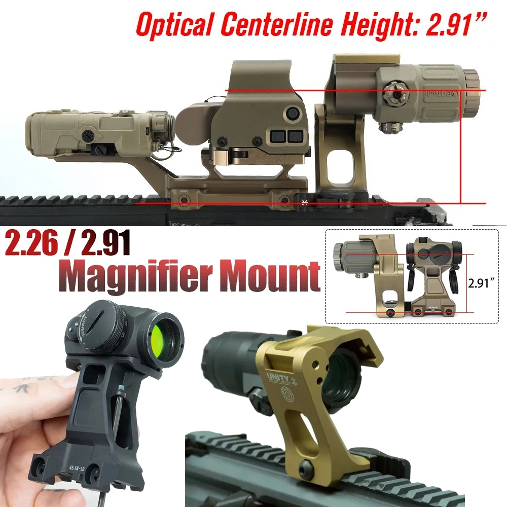Taktyczny uchwyt lunety UNITY 2.91" 2.26" do G33 G43 G45 Magnifier T01 T02 Red Dot Sight Scope Optical Height Mount pasujący do szyny 20mm