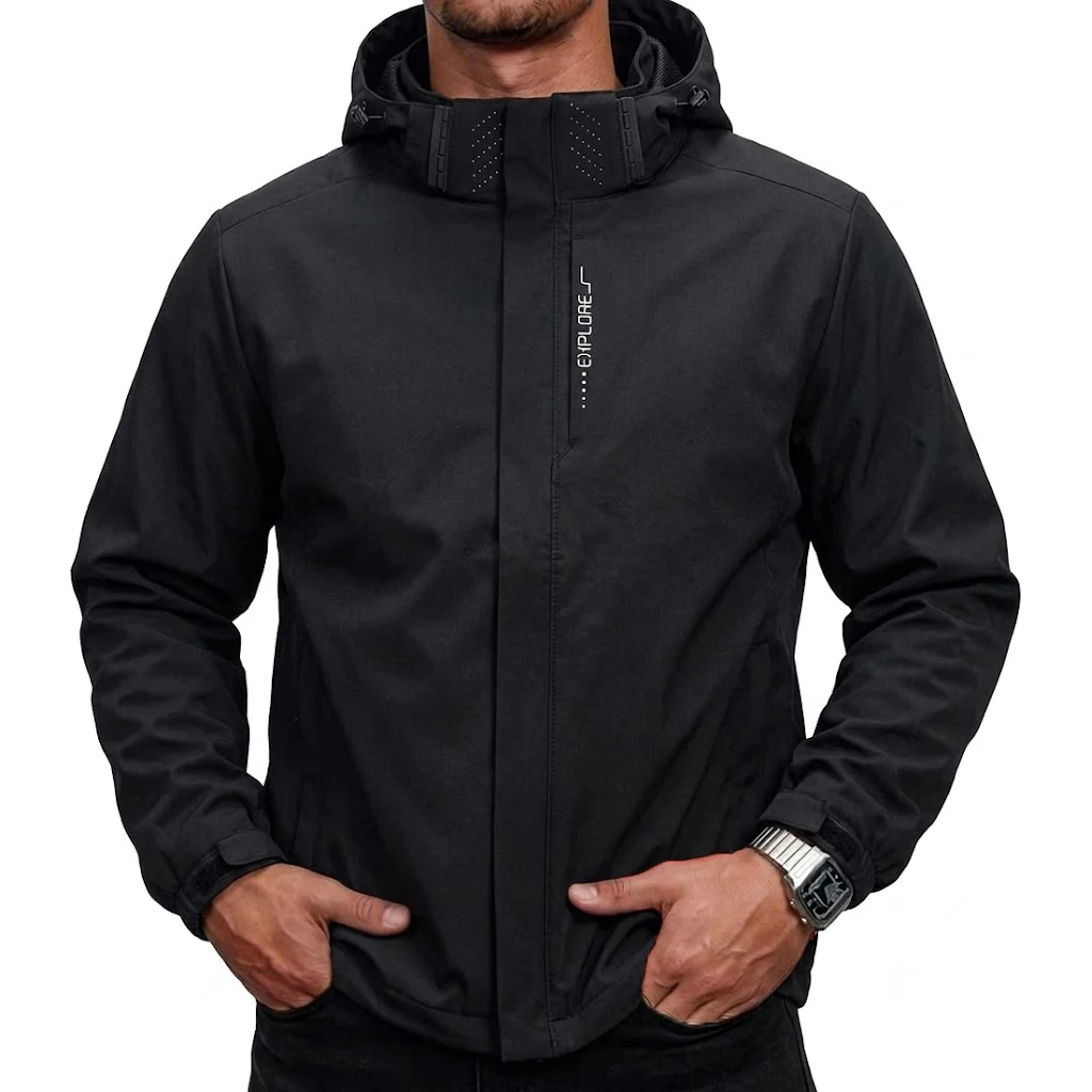 Men's Waterproof Tactical Jacket Windbreaker Cargo Work Coat Detachable Hooded Multi Pocket Outerwear for Men Cycling Rain Coat