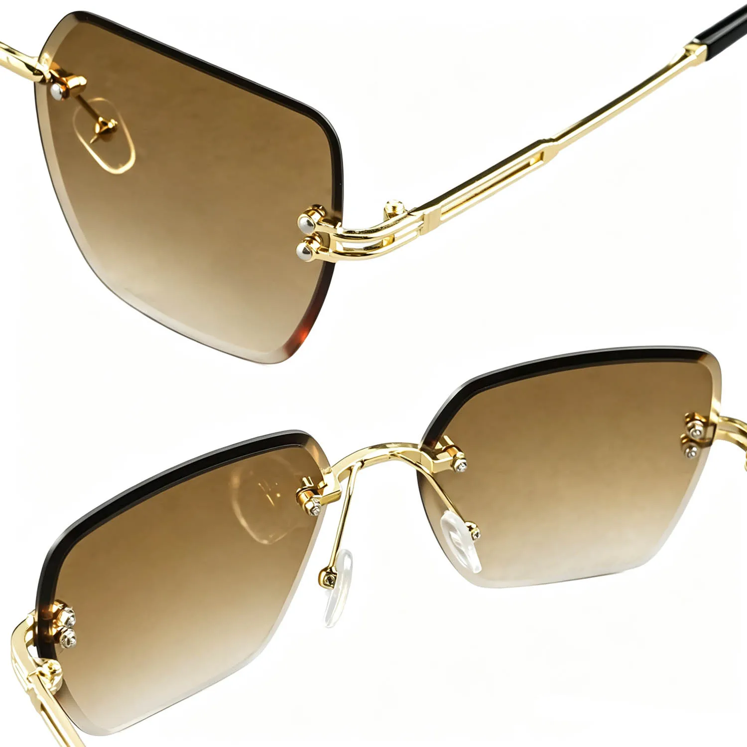 Quadratische randlose Sonnenbrille, modische Brille für Damen und Herren, Sommer-Sonnenschutz mit Farbverlauf für Urlaub, Strand, Reisen – Detail 2