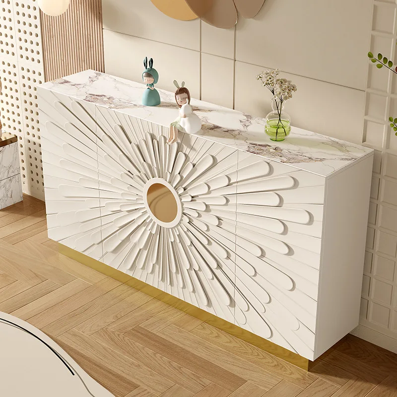 Home shoe cabinet Home door porch cabinet Living room partition rock slab solid wood locker