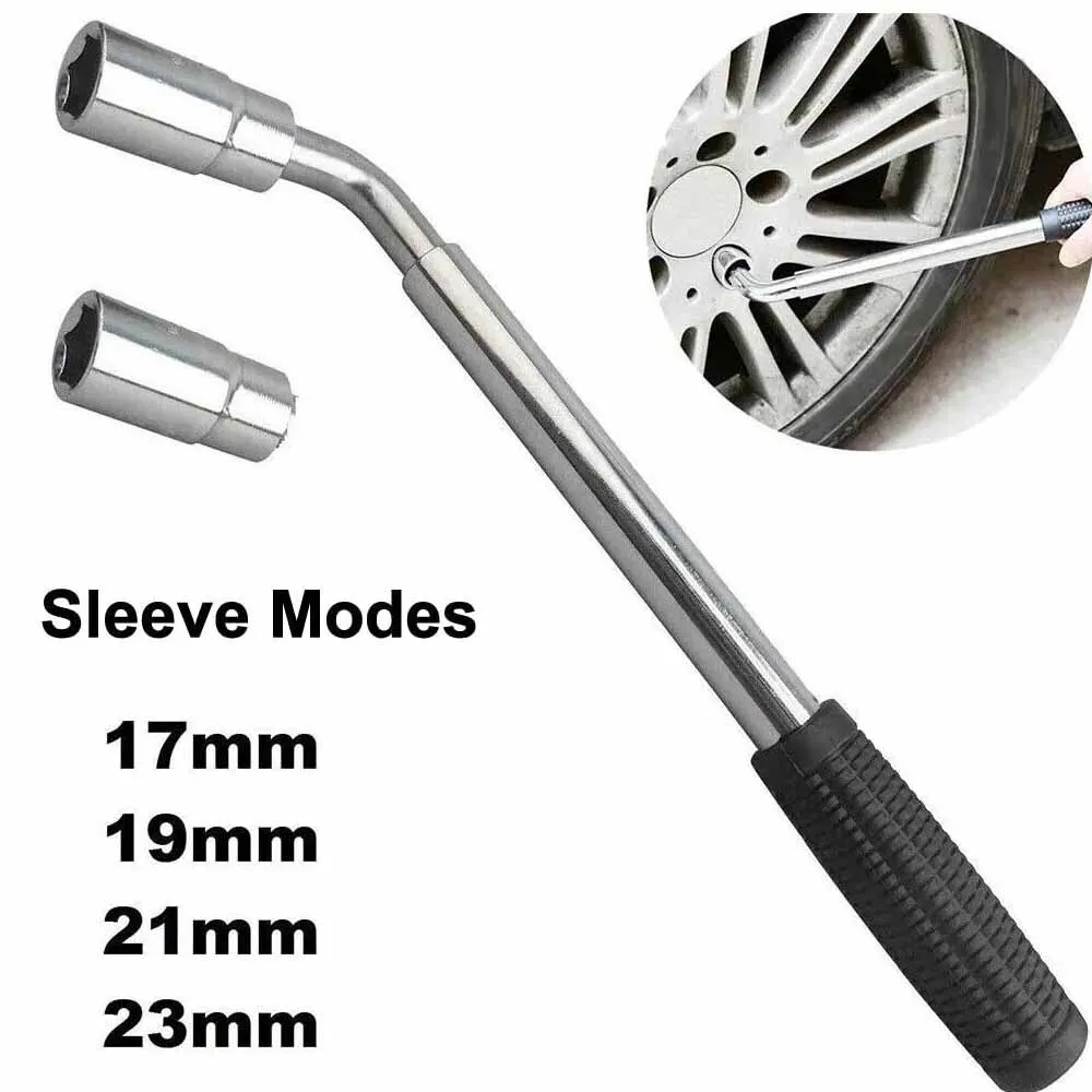 TINSOL Extendable Telescopic Wheel Brace Wrench with Socket Set 17mm 19mm21mm23mm Multi Sized Tyre Nut for Car Truck Repair Tool