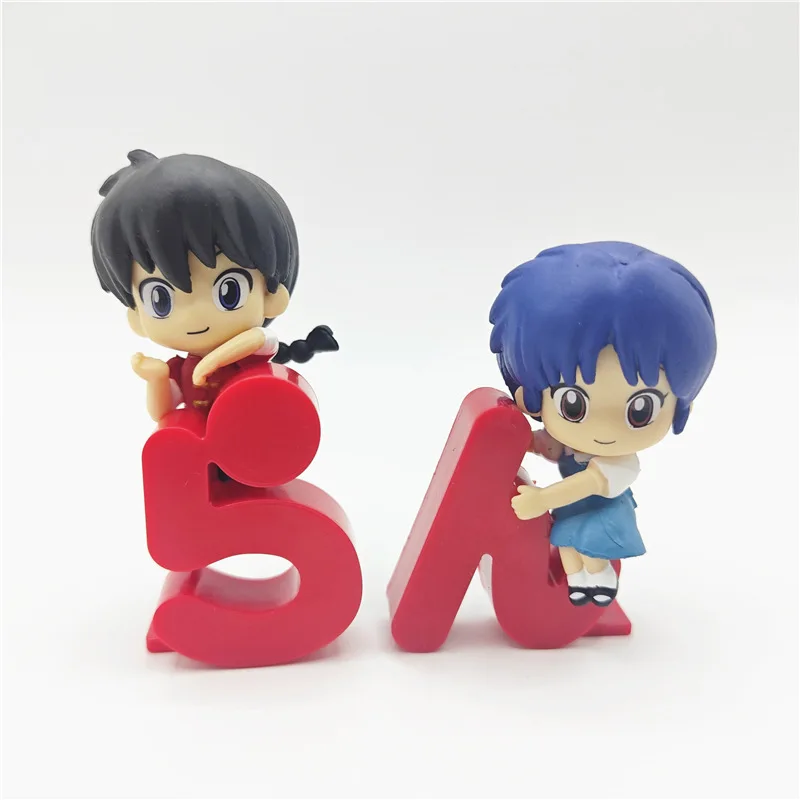 Aixlan 4 SZT. Figurka Ranma 1/2 Ranma Tendou Akane Wersja Q Śliczna Figurka Akcji PVC Anime Prezent Świąteczny Kolekcjonerska Figurka
