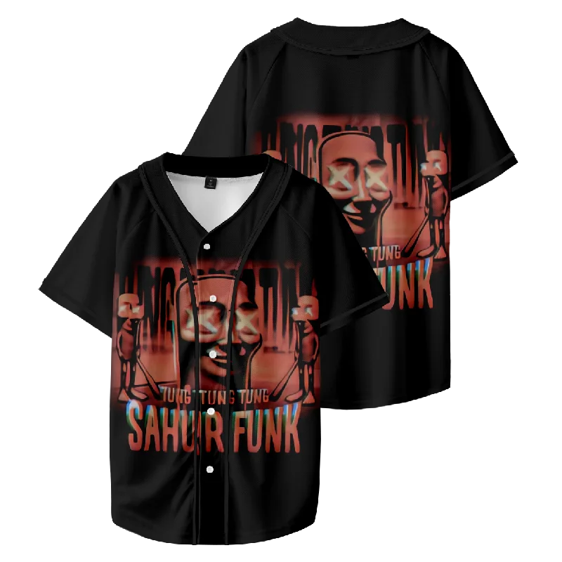 

TUNG TUNG TUNG SAHUR Merch Бейсбольная куртка Футболки Летняя модная футболка унисекс с v-образным вырезом и короткими рукавами