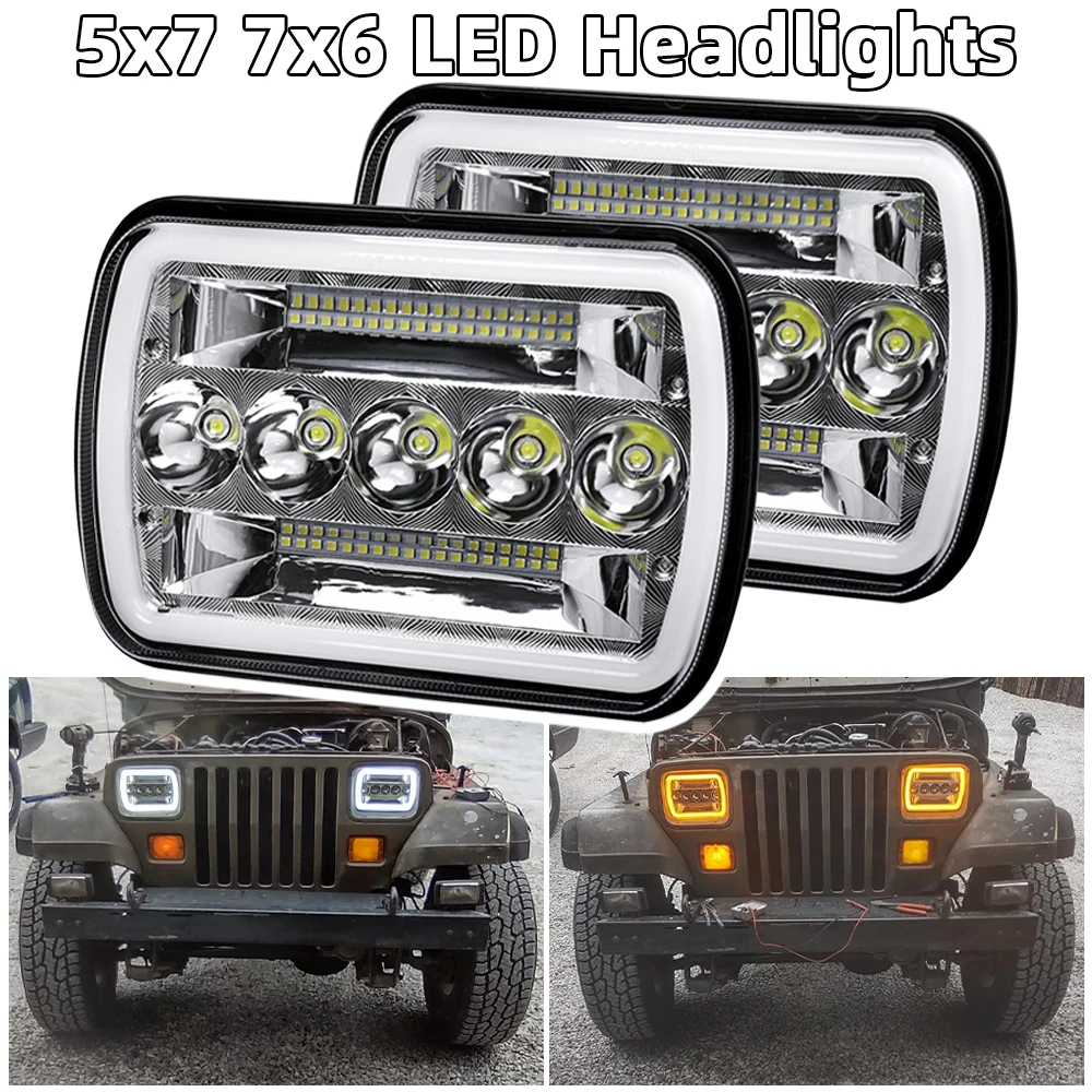 H6054 H5054 LED Headlights 5x7 7x6 LED Headlamp for Jeep Wrangler YJ Cherokee XJ Comanche MJ S10 Blazer Express Savana Van Truck