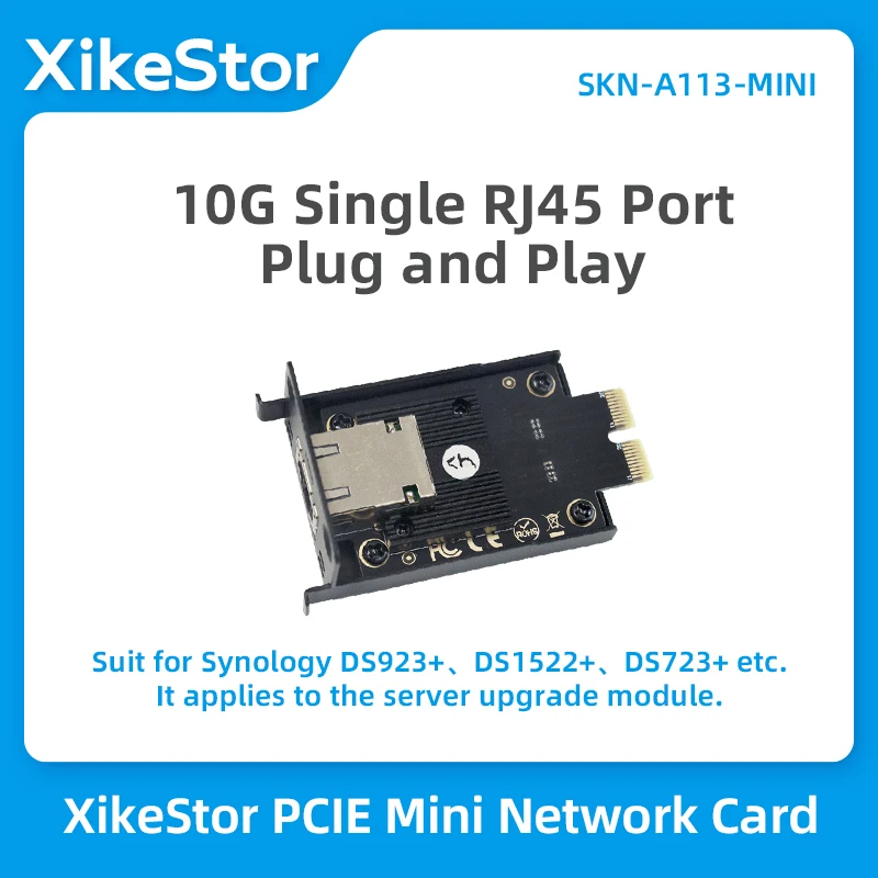 XikeStor PCIE Mini Network Card 10GbE RJ45 Network Upgrade Module Suitable for Compact Synology Servers DS923+ DS723+ RS422+