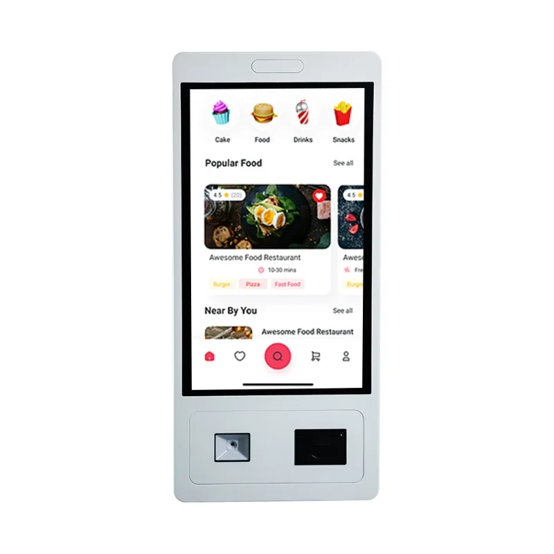 Self-Ordering Checkout Kiosk with Capacitive Touch Screen USB SDK Functionality Customizable Sizes for Mall Use