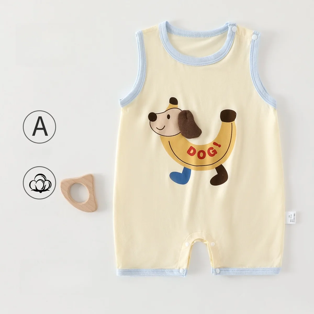 Infant Lyocell Breathable Soft Bodysuit 6-24M Baby Summer Lightweight Wide Strap Onesie Toddler Casual Cartoon Sleeveless Romper