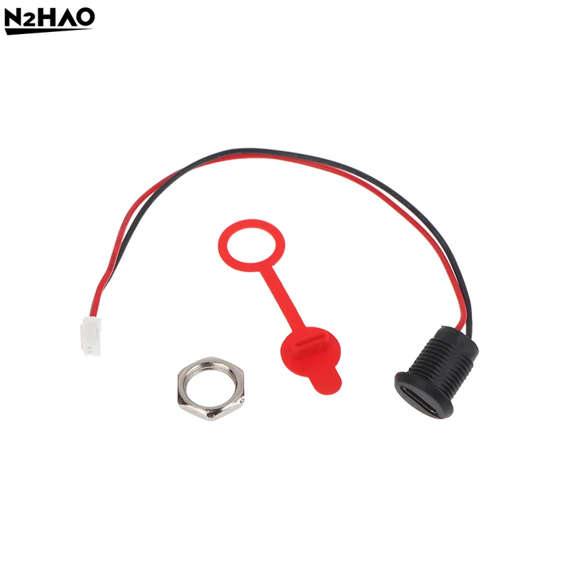 5/8/10Pcs 2Pin Charging Socket Female Mount Adapter USB Type-C Port Charging Interface Socket Female Type C 3A With Cover Caps