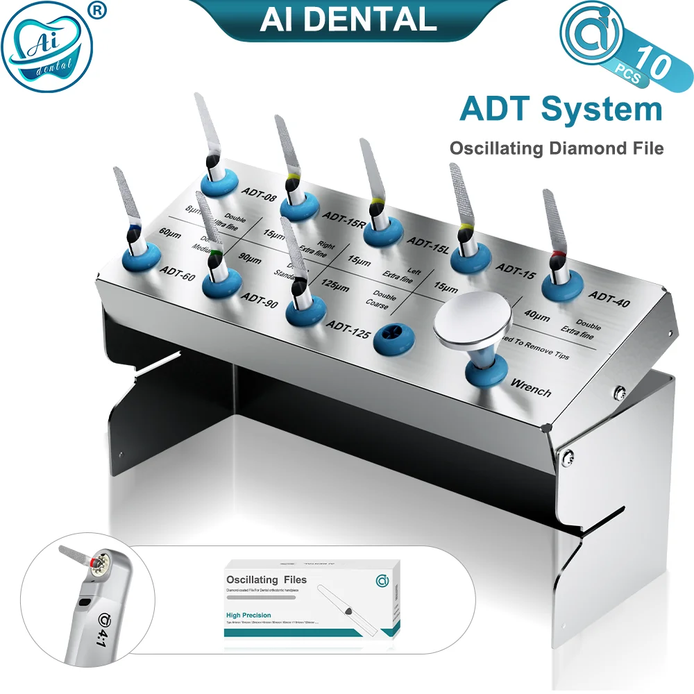 

10pcs/8pcs Mixed Size AI-ADT Dental Orthodontic Handpiece Saw Blade Oscillating Diamond-Coated Files for Interproximal Stripping