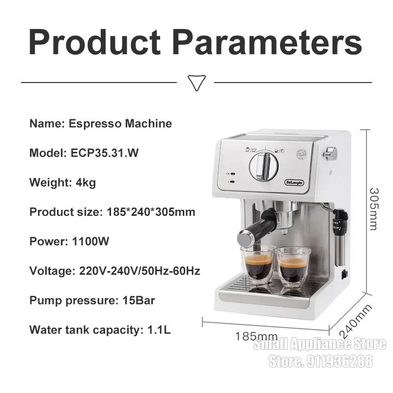 Espresso Coffee Machine 15 Bar Capsule Cofffe Maker Machine Adjustable Automatic Delicate Milk Bubbles Expresso Cafetera