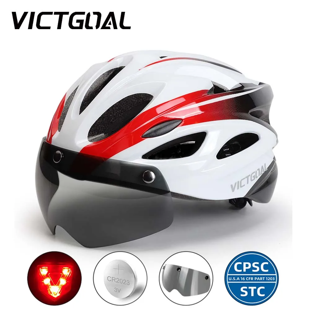 

VICTGOAL MTB Bike Helmets Magnetic Goggles UV400 Bicycle Safety Caps Removable Visors Cycling Helmet Men Women Bike Headgear