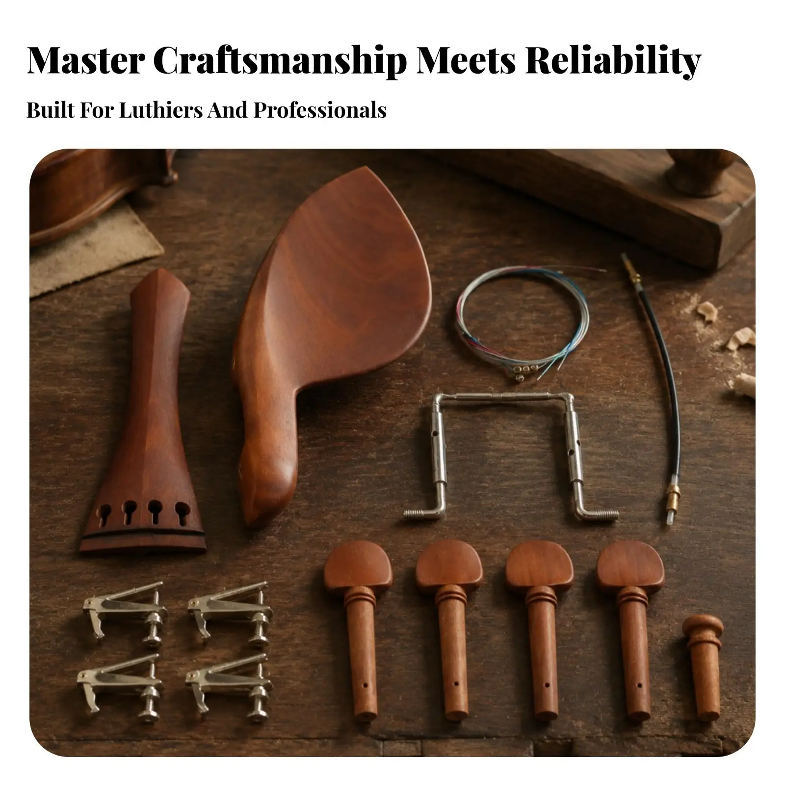 Violin Accessory Kit with PVC Bag Replacement Jujube Wood Violin Accessory Kit Easy to Install for Artists, Instrument Servicing