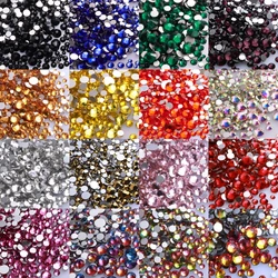 1440Pcs Mix Size Glass Flatback Rhinestone Glitter Round Crystal AB Stones Black Glue On Rhinestone for DIY Nail Art Decoration