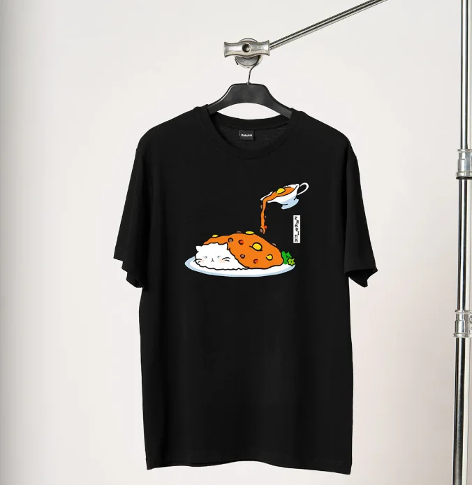 Cute Cat in Ice Cream Graphic T Shirt Versatile Funny Rakuink Design Short-sleeved Tee Aesthetic Casual Fashion RetroTop Unisex