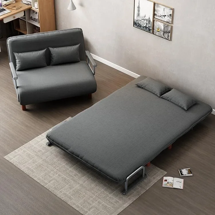 Folding dual-purpose living room multi-functional lunch break lazy sofa, space-saving single fabric sofa bed