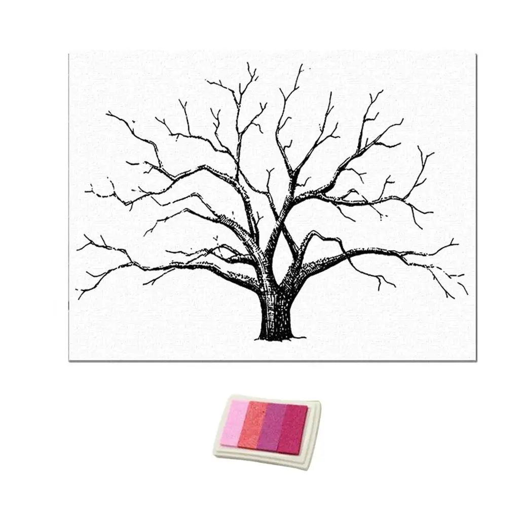 Wedding Decoration Canvas Thumbprint Tree Guest Book DIY Finger Painting Wall Art for Wedding Event Party