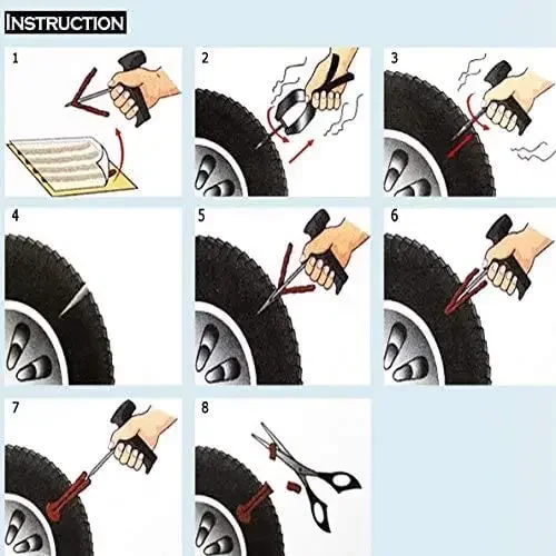 10pcs Car Tire Plug Puncture Repair Strings Seals Rubber Strips for Auto Motorcycle Auto Wheel Tyre High Stickiness Repair Tools