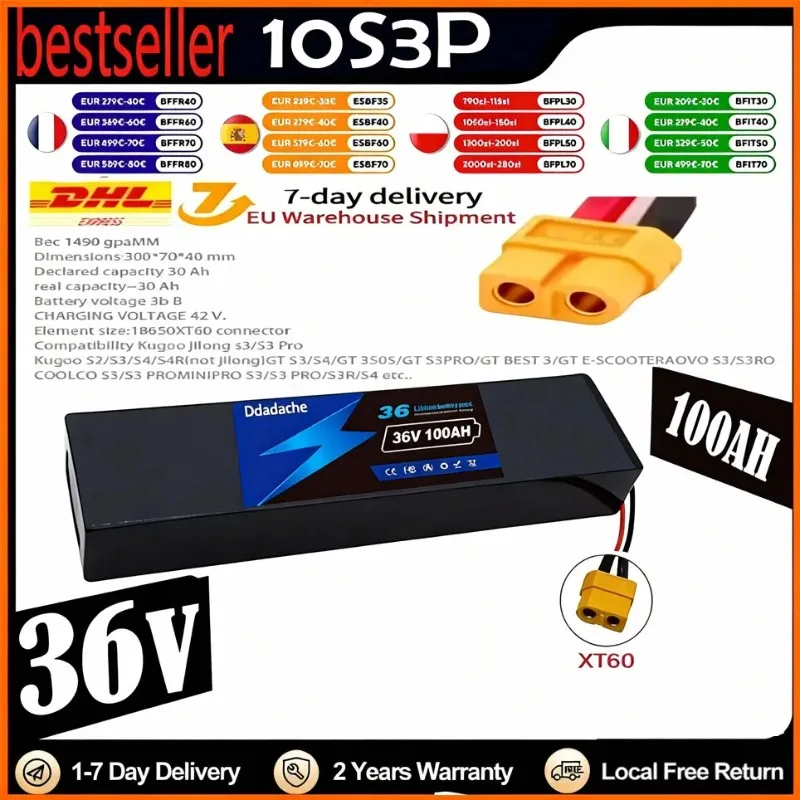 100% Nuovo per Batteria 36V 10S3P 18650 Kugoo S2/S3/S4 9000mAh Pacco Batteria per Scooter Elettrico con Scheda BMS