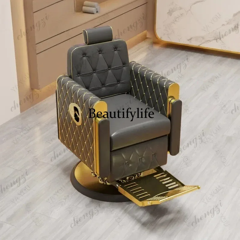 k182  Gold Vintage Interior Barber Chair Fashionable Comfortable Special Design Barber Chair Modern Luxury Salon Furniture