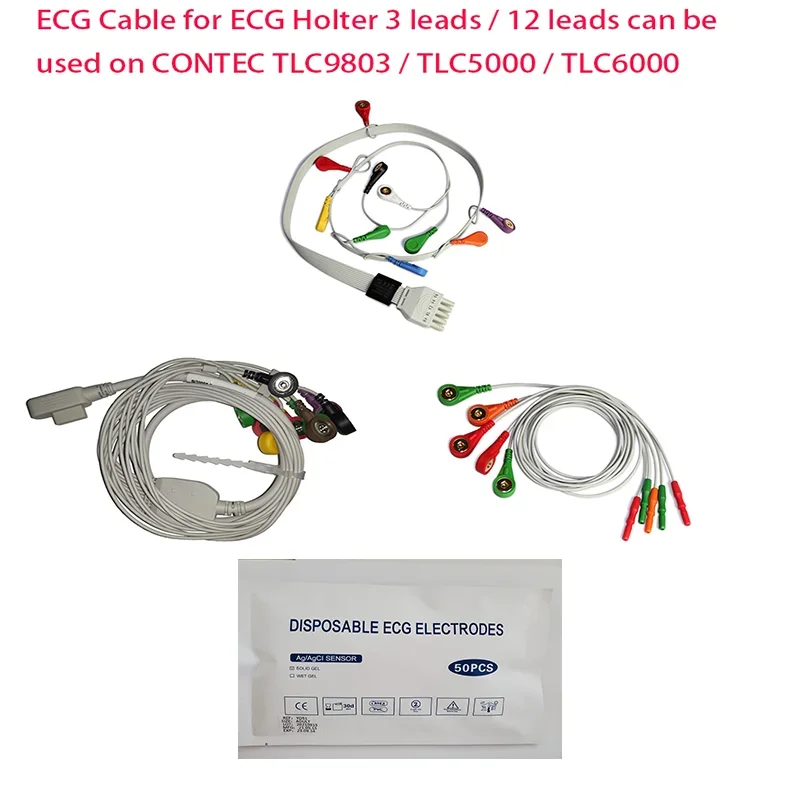 CONTEC namic 12 Leads ECG Holter Systems، grabador de 48 hours، tarjeta de 2GB، محلل البرامج (descarga en linha) TLC600