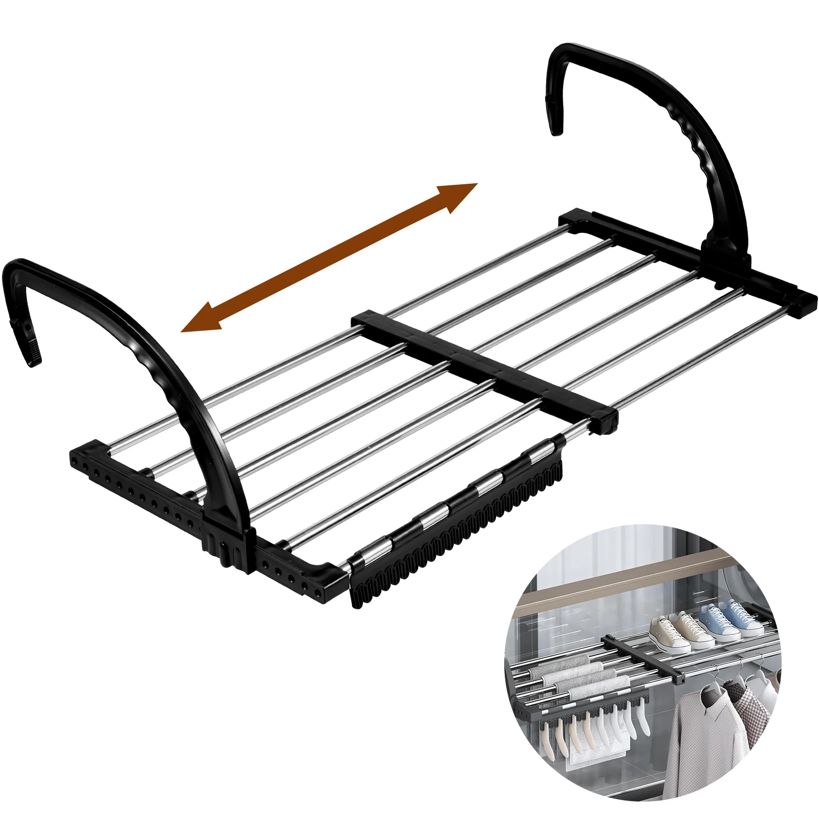 Radiator Clothes Airer Foldable Radiator Drying Rack 42-72CM Extendable Radiator Clothes Drying Rack Balcony Stainless Steel