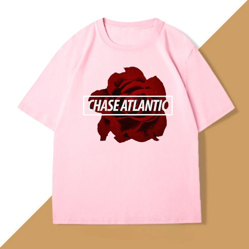 Chase Atlantic English Pure Cotton Printed Men's and Women's Personalized Round Neck Short Sleeved Summer New Casual T-shirt