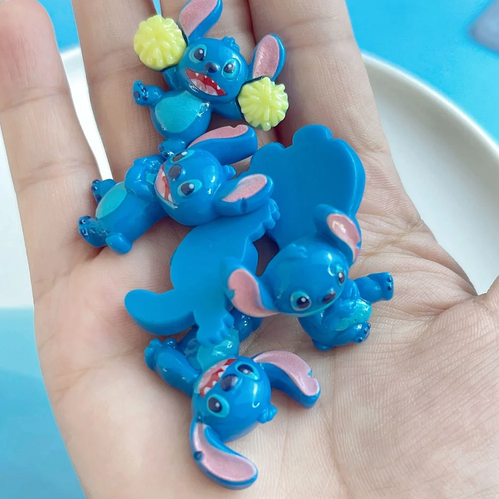 5Pcs cute stitch cartoon resin flatback supplies diy kawaii resin accessories crafts materials scrapbooking embellishment