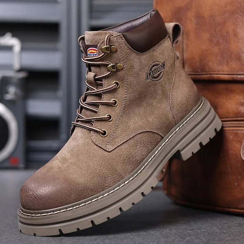 High Quality Men Shoes Genuine Leather Men Boots Outdoor Casual Shoes for Men Platform Boots Plush Ankle Boots Botas Para Hombre