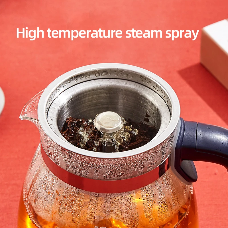 필터가 있는 전기 주전자 차 메이커, 자동 스팀 스프레이, 붕규산염 유리 티팟 건강 냄비, 1L, 600W