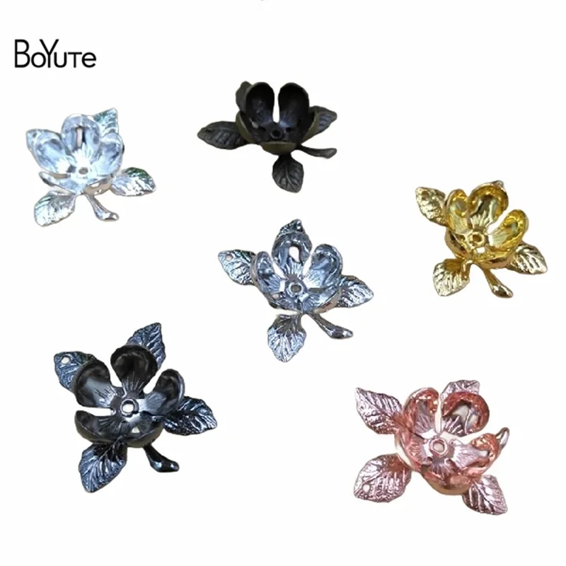 BoYuTe (50 Pieces/Lot) 18*21MM Metal Brass Flower Materials Factory Supply Diy Handmade Jewelry Accessories