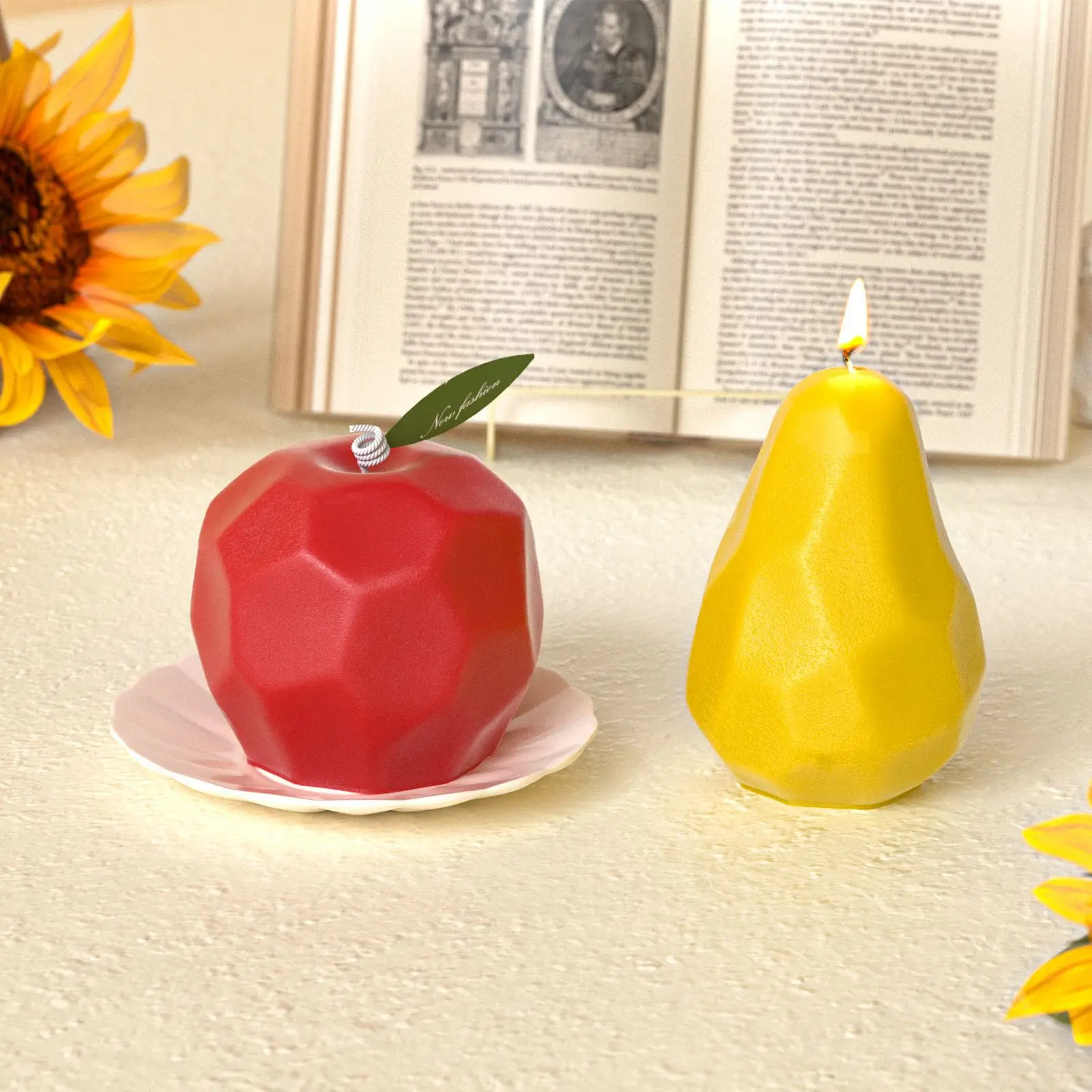 

DIY Diamond-Cut Pear & Apple Scented Candle Silicone Mold Aromatherapy Plaster Fruit Resin Casting Mold