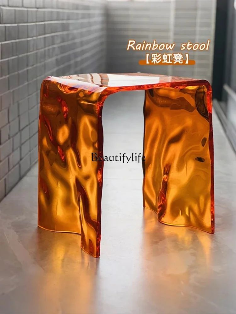 

02 ls 18Acrylic casual stool transparent bathroom corrugated dressing stool