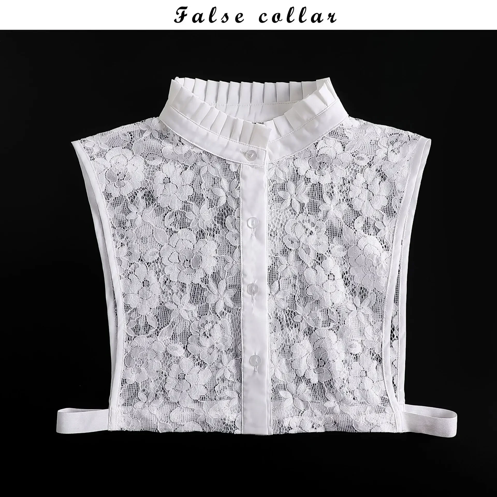 2025 cuello falso Floral de encaje con soporte blanco para mujer media camisa camisa con cuello desmontable blusa con solapa Top accesorios de ropa para mujer