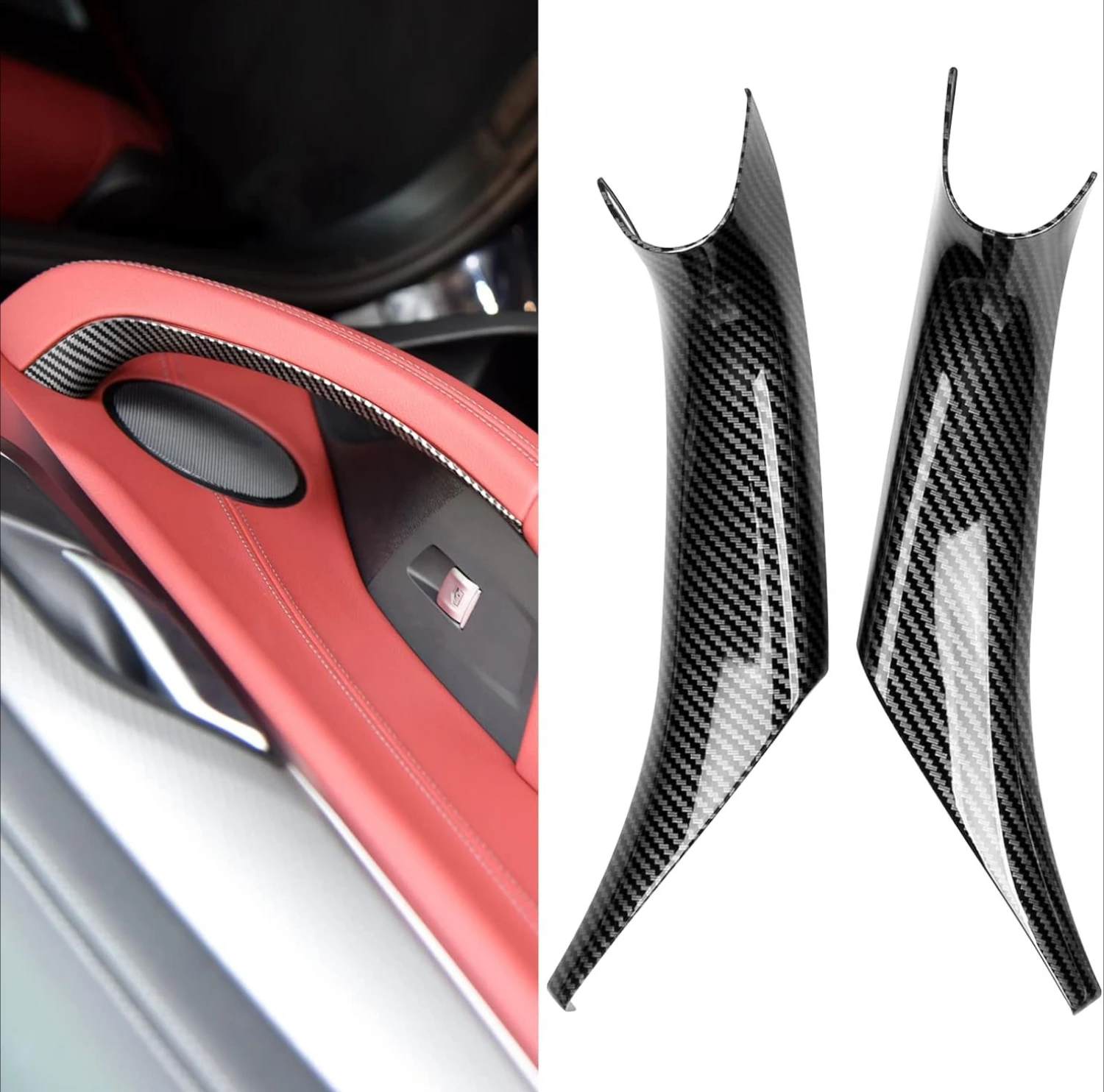 

2PCS Left/Right Car Door Handle For BMW X3 G01 For BMW X4 G02 Door Handle Covers,Interior Black Door Pull Handle Covers