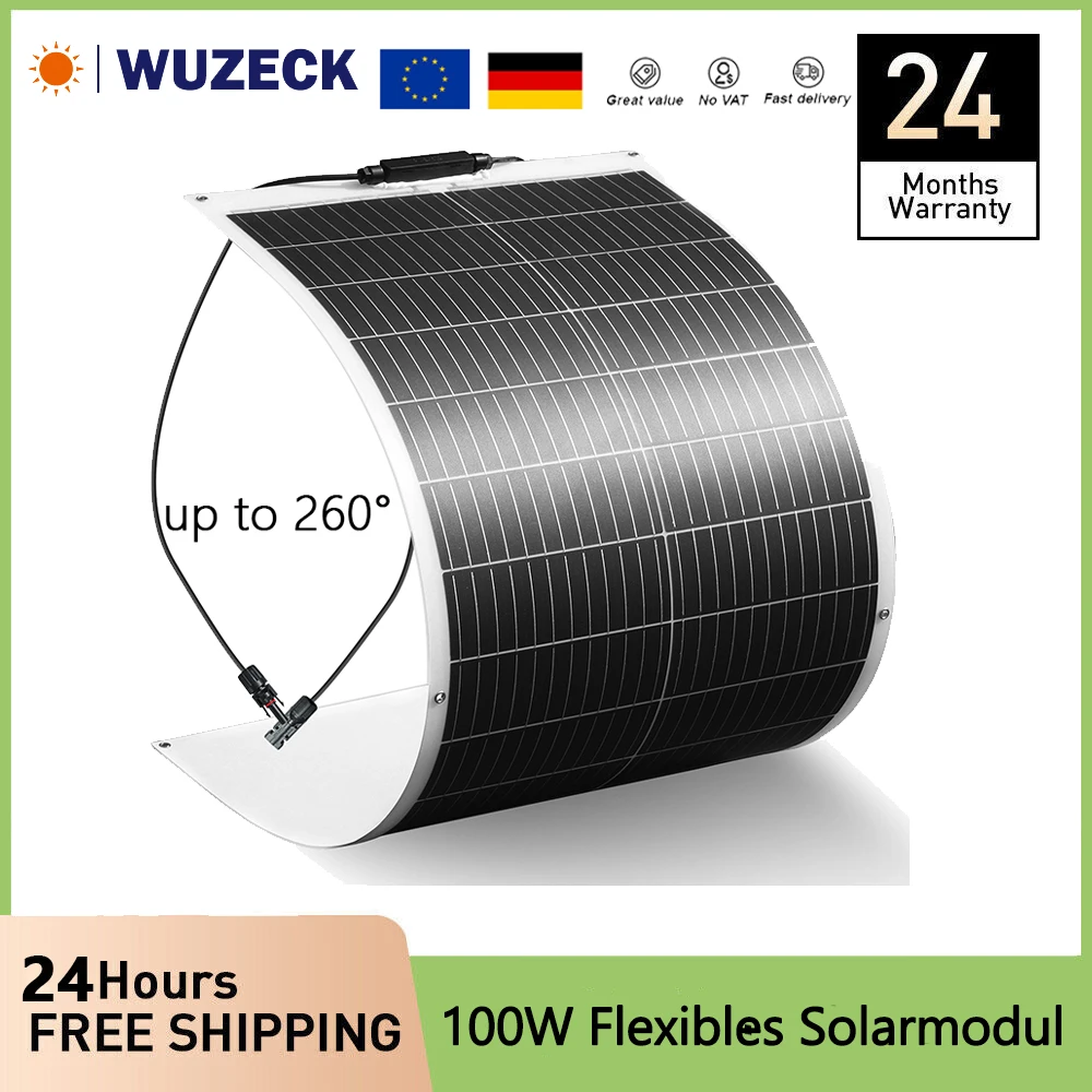 

WUZECK Solar Panel 100 Watt Flexible Panel Solar 200W -1000W Monocrystalline Solar Cell Panels Photovoltaic 12V Battery Charger