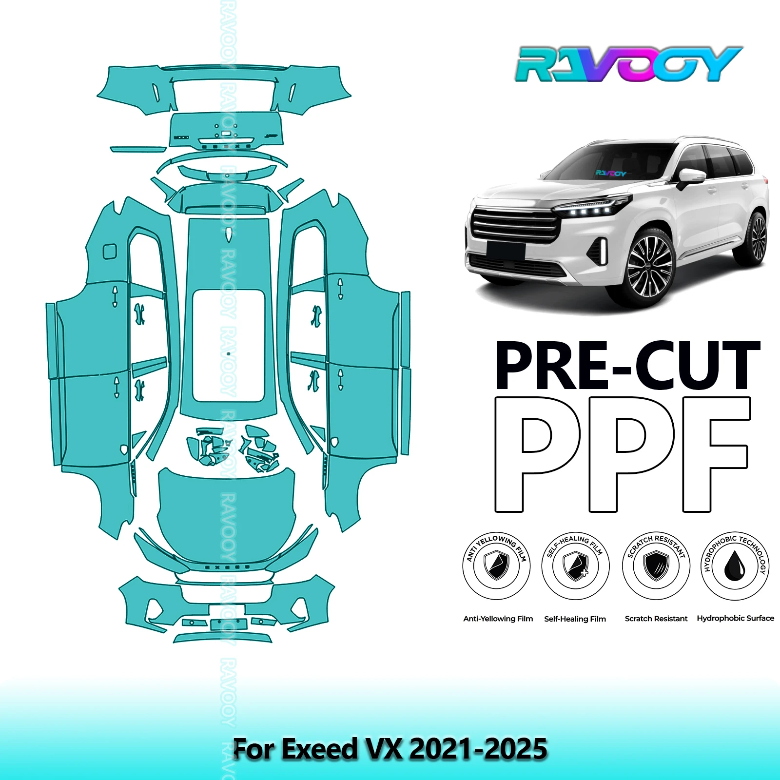 

Full Vehicle Clear Bra Precut PPF Paint Protection Film For Exeed VX 2021-2025
