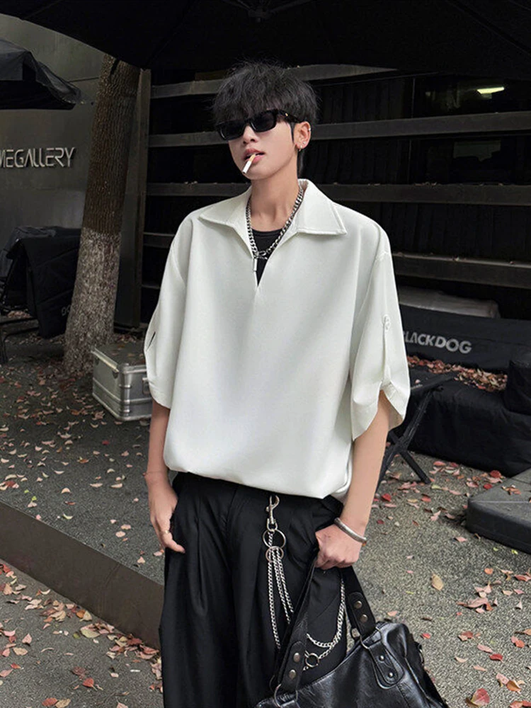

Ice Silk V-Ne ort Sve Men's irt Casual Loose Fit Summer Faion f Sve Top Youth Trendy Sle No Ironing Required