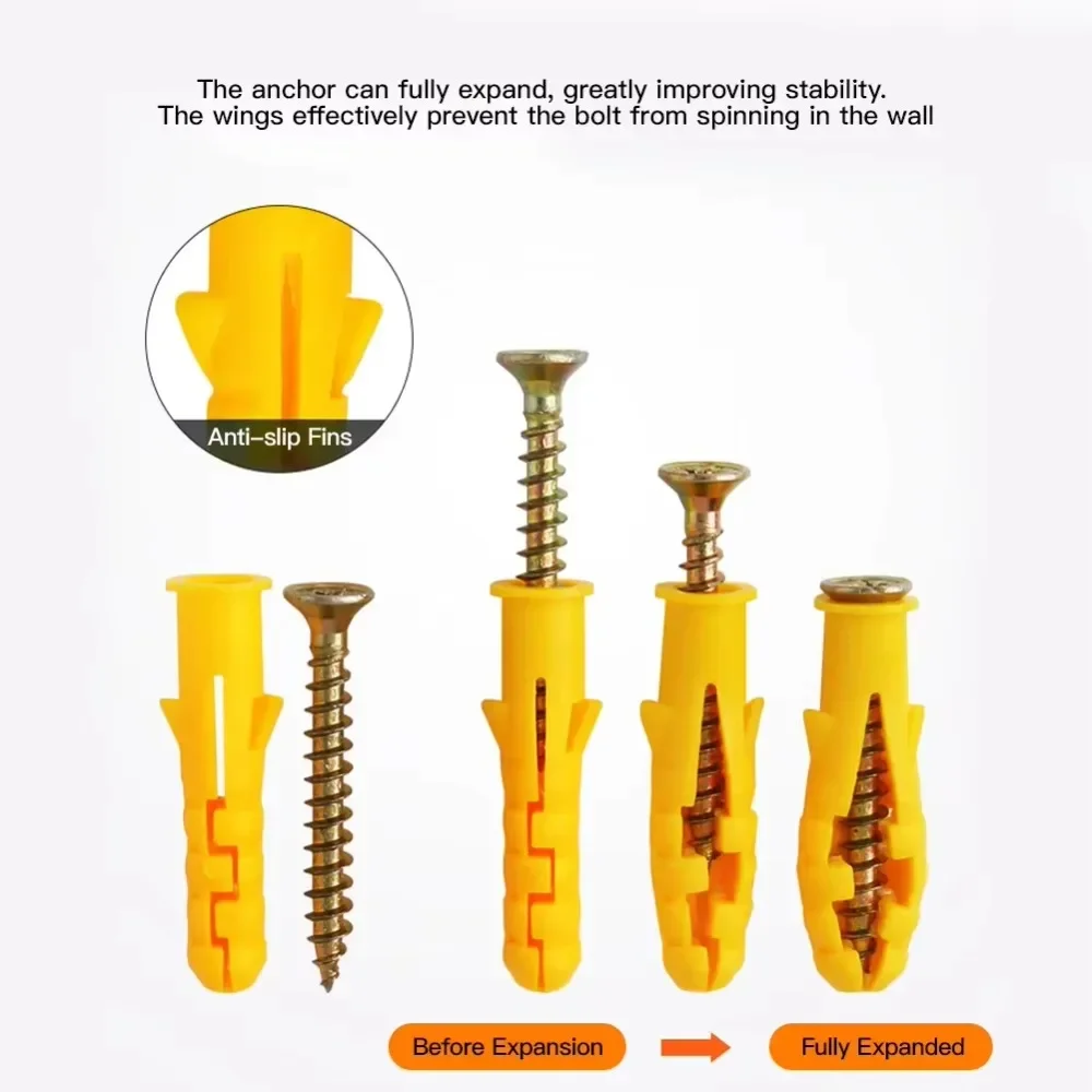 50/100PCS Small Yellow Croaker Type Expansion Screw Set, Concrete Wall Anchor, Metal Cross Hardware Fastener, Bolt Wholesale