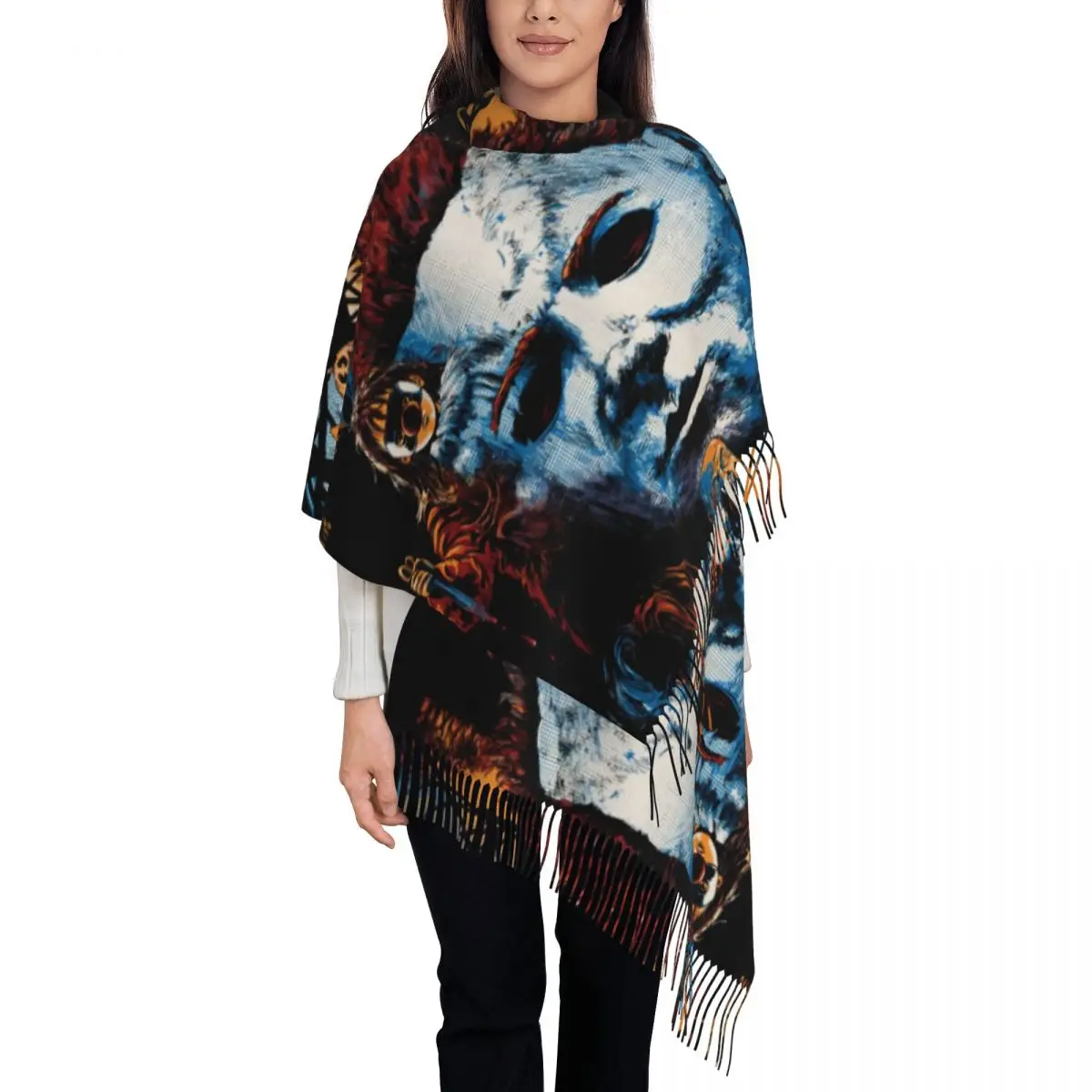 Custom Printed Scary Michael Myers Knives Scarf Women Men Winter Fall Warm Scarves Halloween Movie Shawl Wrap