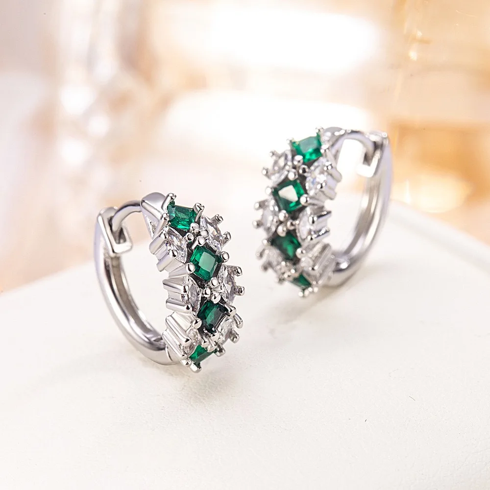New 925 sterling silver green zircon earrings exquisite earrings suitable for women party wedding jewelry gift
