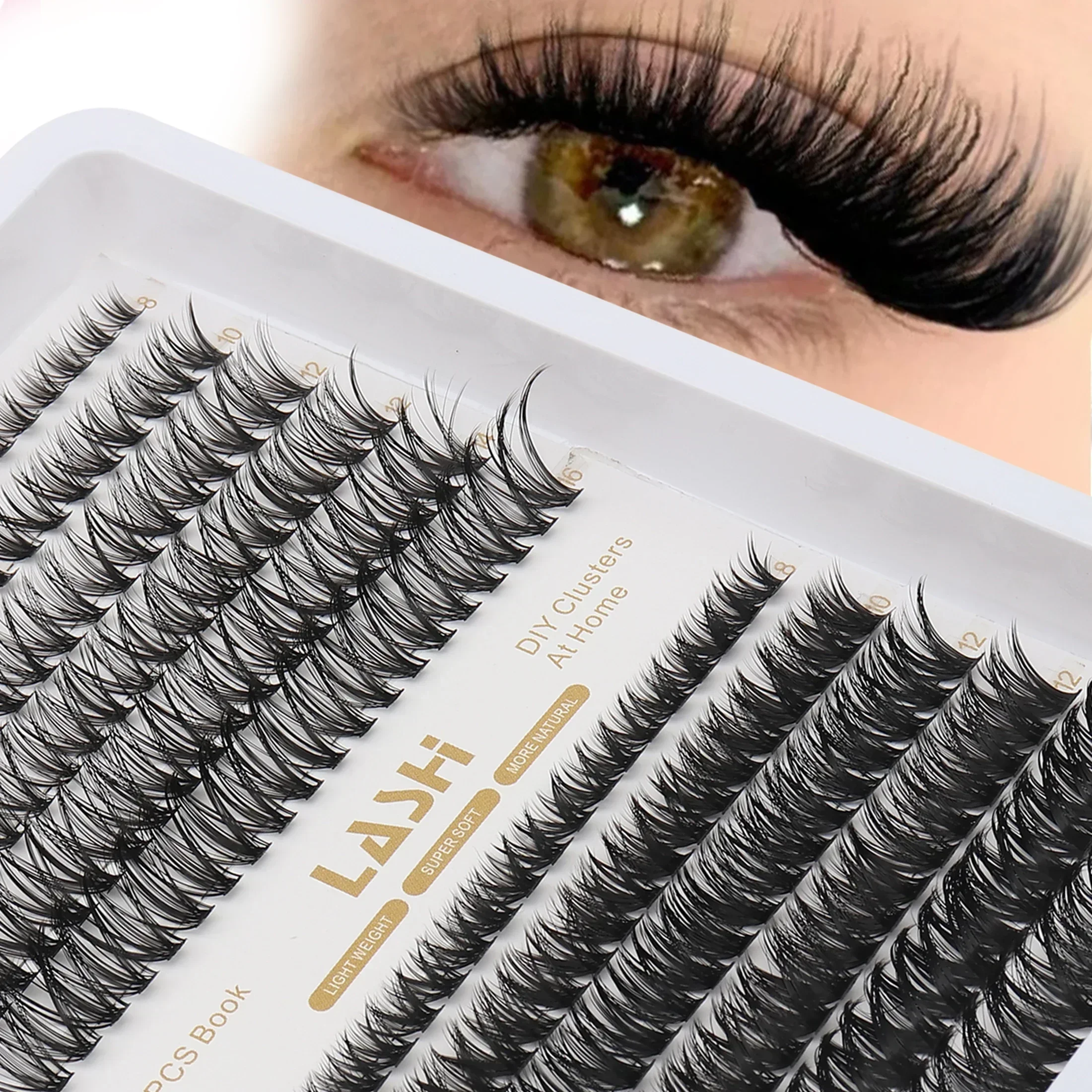 Mixed Length Cluster Lashes D Curl Wispy Individual False Eyelashes Super Soft Light Weight DIY Eyelash Extensions For EyeMakeup