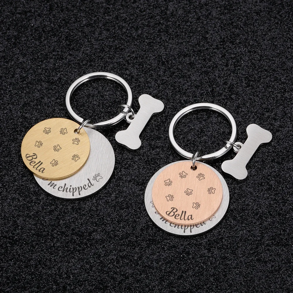 Customizable Dog Collar Address Tags for Dogs Medal with Engraving Name Kitten Puppy Accessories Personalized Cat Necklace Chain