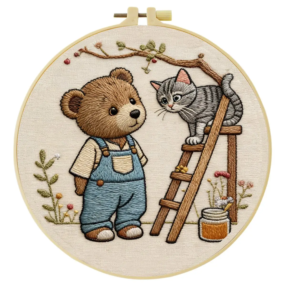 1 Stück 20X20CM/15X15CM 7,87/6,3 Zoll Tier - Bär Stickerei Starter-Kit DIY-Kit DIY-Stickerei-Set Handarbeiten Malerei – Detail 3