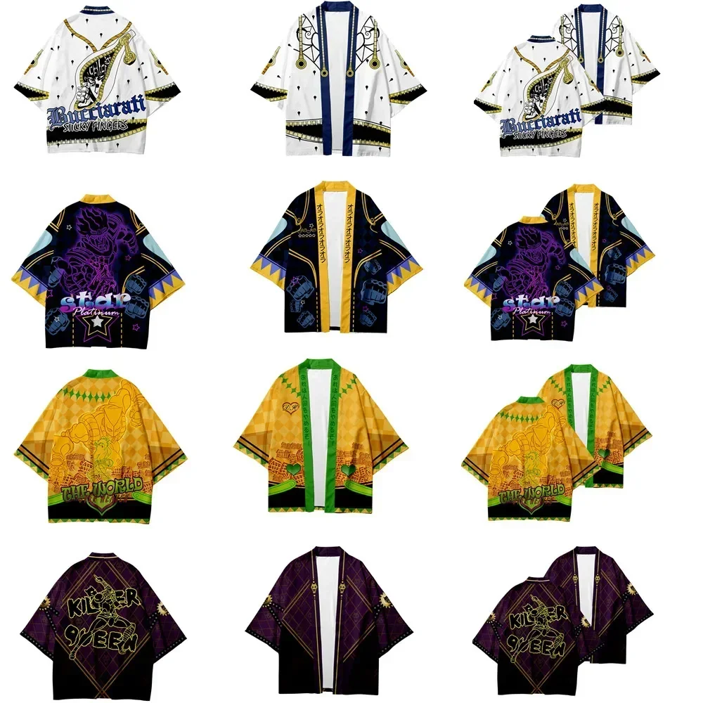 Women Kimono Men Cardigans Anime Cloak Cosplay JoJos Bizarre Adventure Cosplay Costume Tops Coat Kimono Harajuku Streetwear