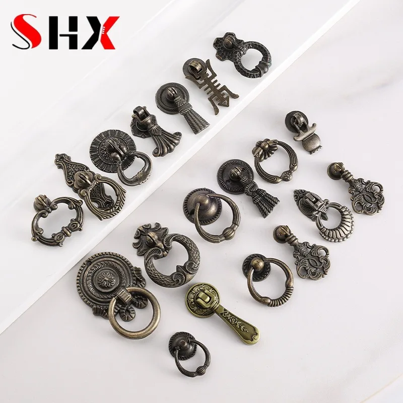 5/10 Pcs Antique Ring Bronze Retro Handle Cabinet Pull For Wardrobe Drawer Pullers Single Hole Furniture Hardware Knobs ручка