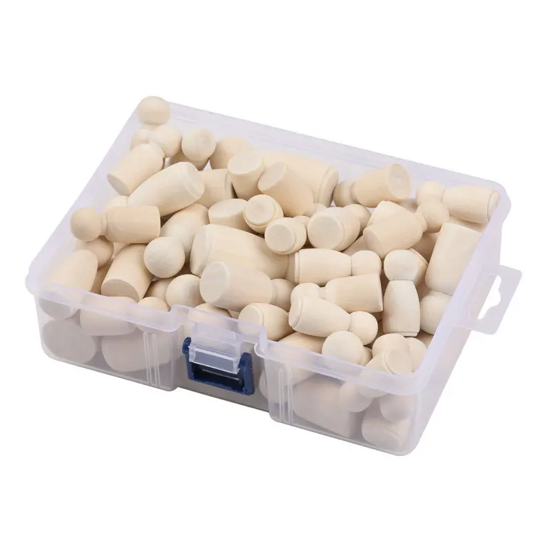 ABCPICK 50pcs Diy Children'S Painted Wooden Doll Box With Original Wood Color Puppet Person Creative Graffiti Toy Decoration